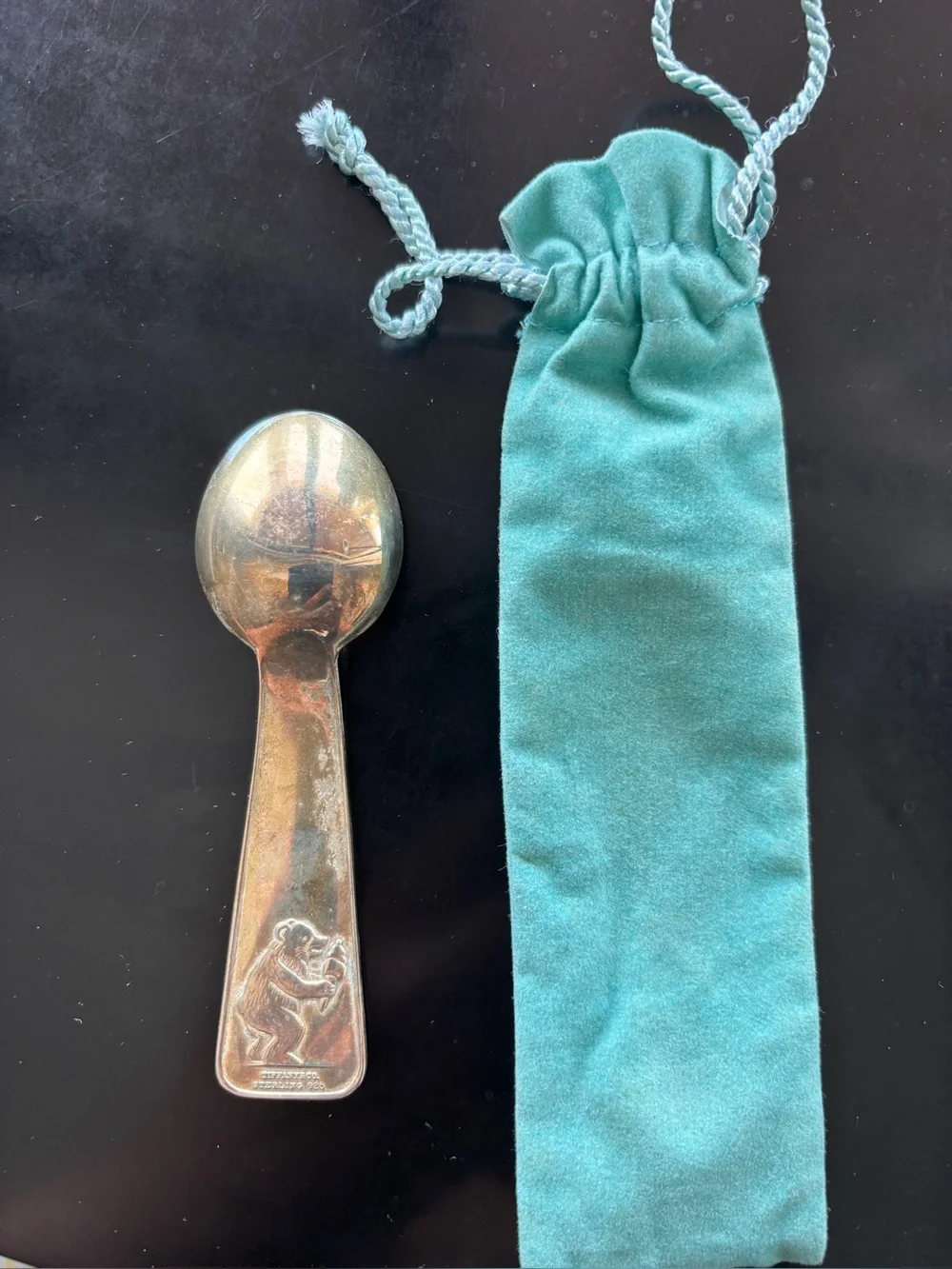 TIFFANY & CO Sterling Silver 925 antique BABY ABC/teddy bears BABY SPOON